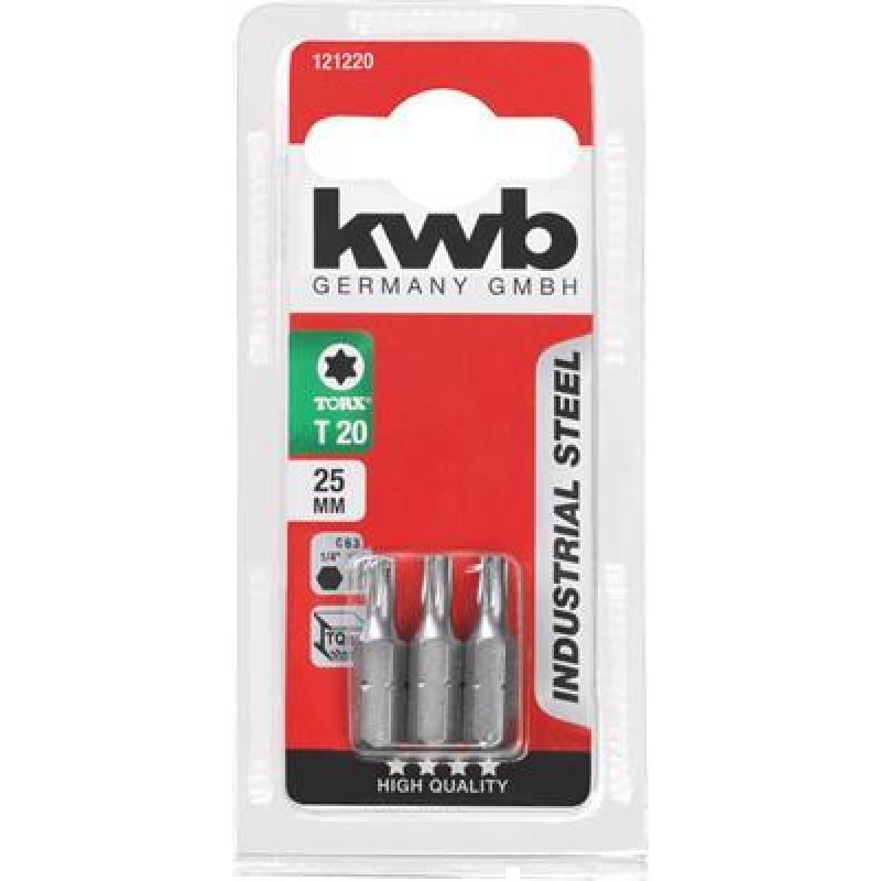 KWB 3 Screwdriver bits 25mm Torx 20 Card