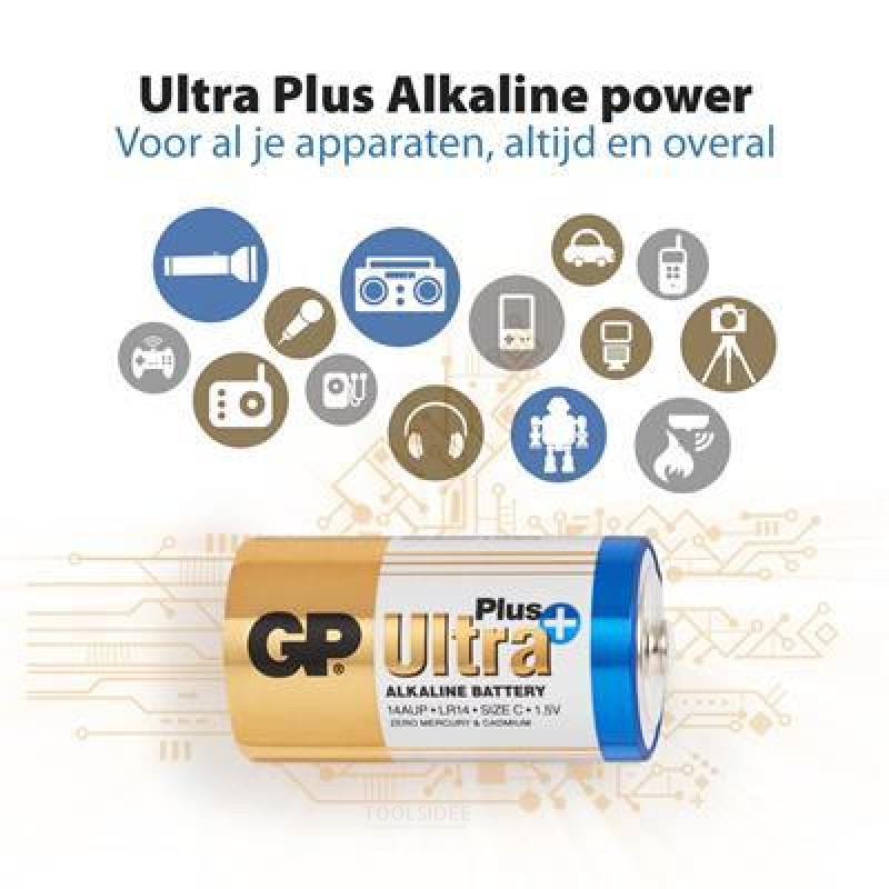 GP Ultra Plus Alcaline C-pile, 14AUP/LR14, 2-p