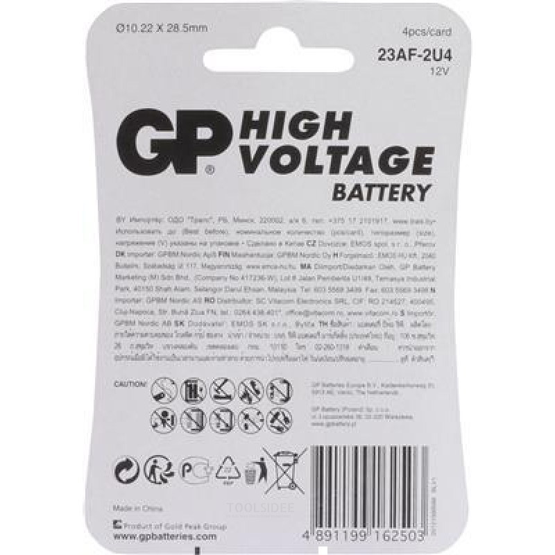 GP 23A Alkaline rondcel hoog voltage 12V 4st