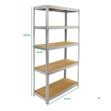 ERRO Rack with 5 wooden shelves D