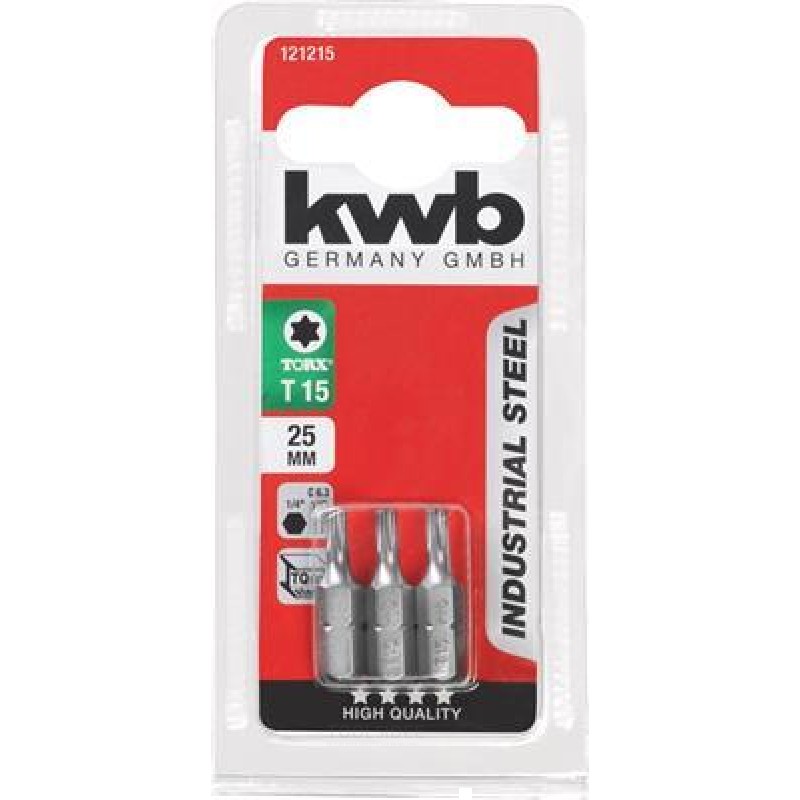 KWB 3 Screw bits 25mm Torx 15 Card