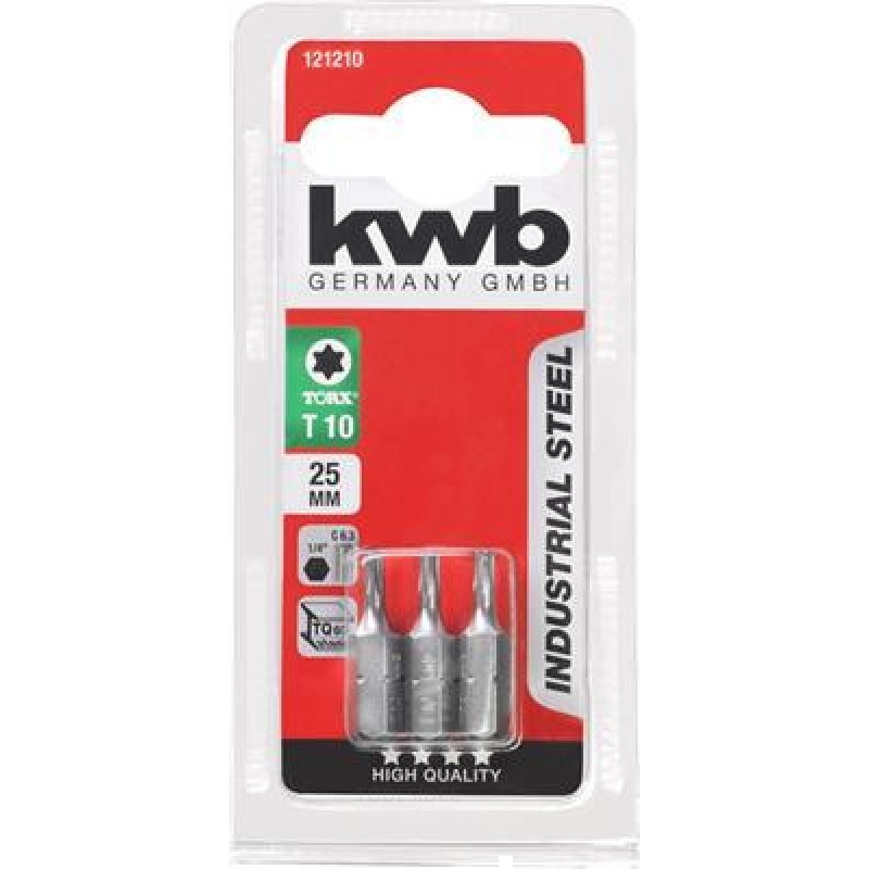 KWB 3 Screw bits 25mm Torx 10 Card