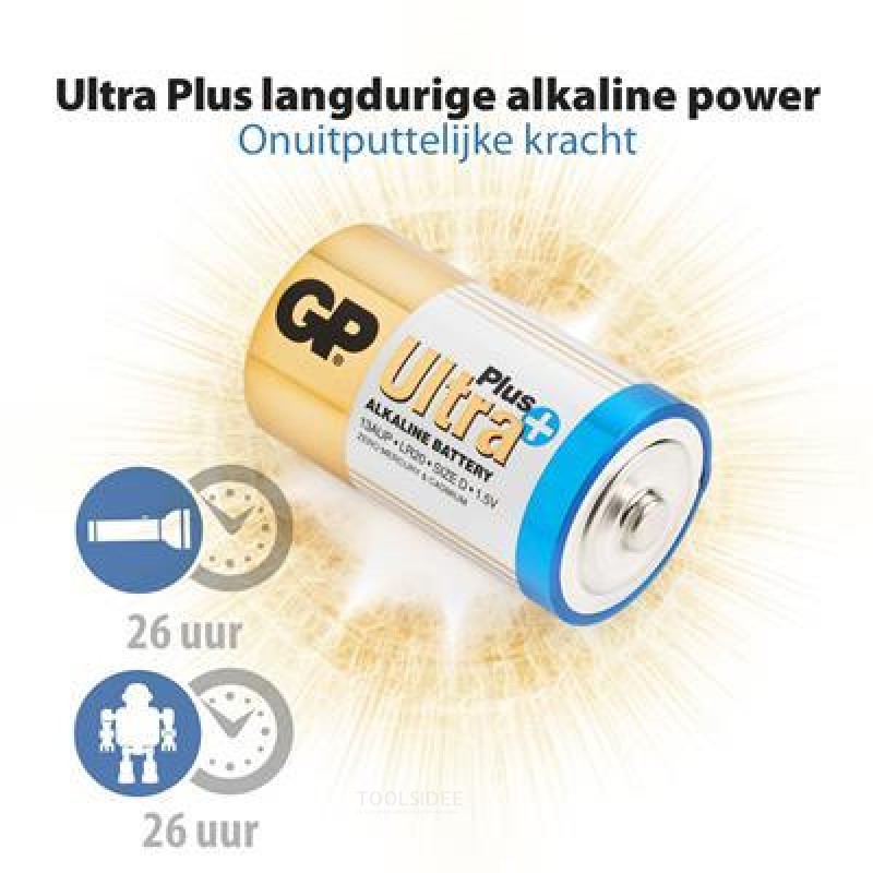 GP D Mono-batteri Alkaline Ultra Plus 1,5V 2st