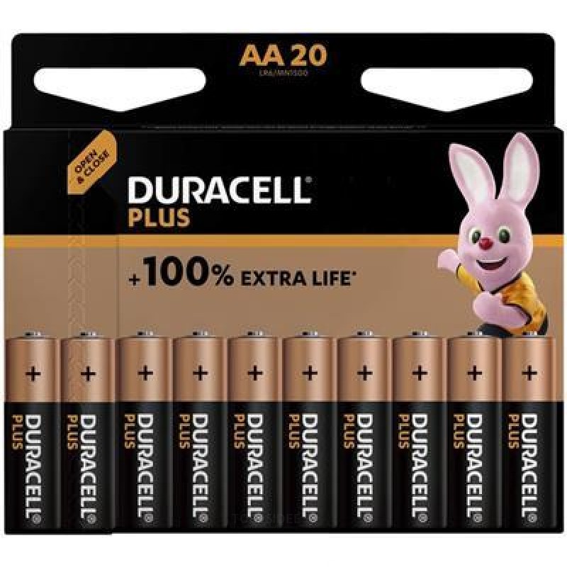  Duracell Alkaline Plus 100 AA 20 kpl.