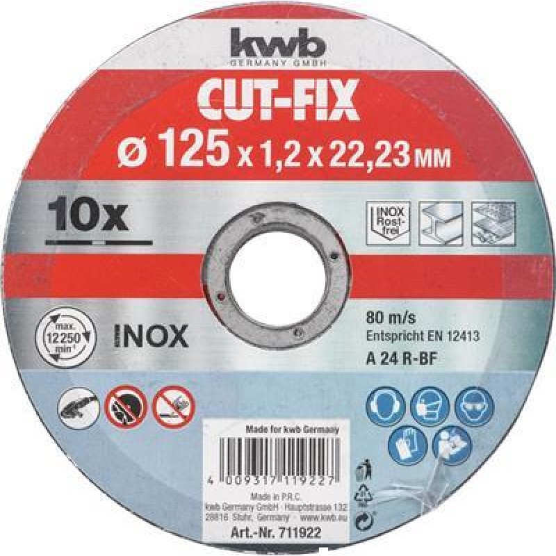KWB 10 Discos de corte 125X1,0mm