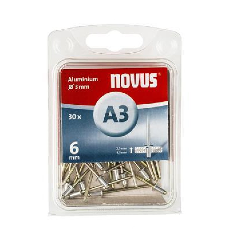 Novus blindnit A3 X 6mm, Alu SB, 30 st.
