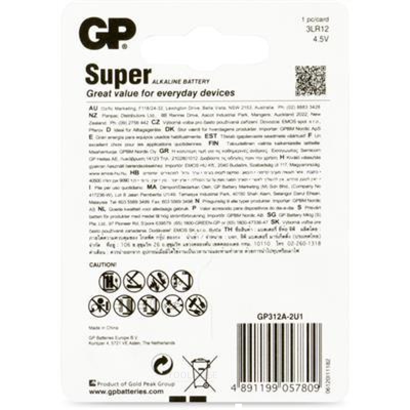 GP 312A Batterie Alkaline Super 4.5V 1st