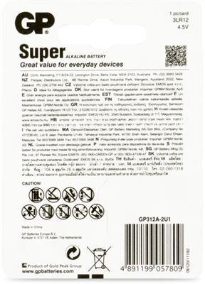 GP 312A battery Alkaline Super 4.5V 1st