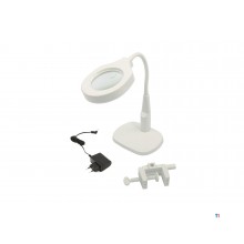 HBM Lampe loupe LED 125 mm avec pied et pince de table