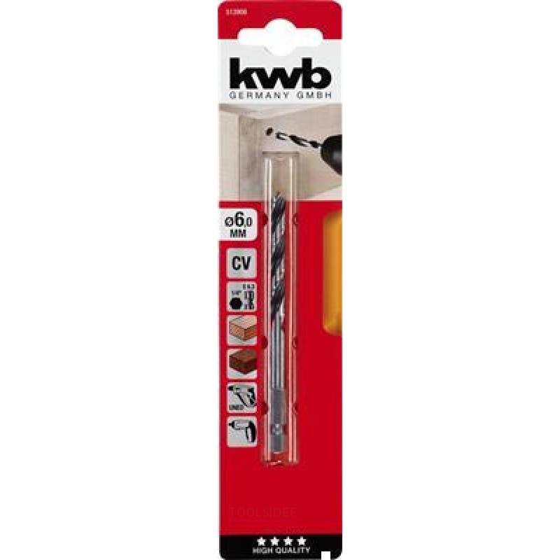 KWB Wood Drill 1-4 6-Edge, 6 mm