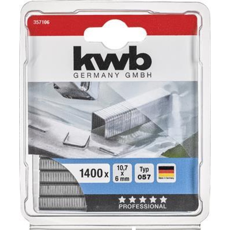 KWB 1400 hæfteklammer hårdt 057-C 6 mm Zb