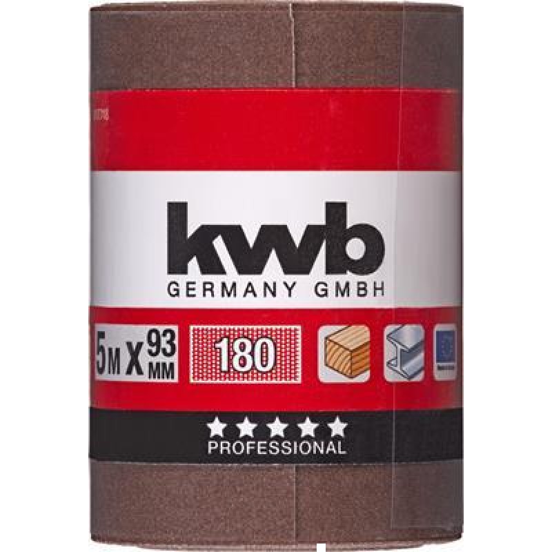 Rollo de lijado KWB 5M Óxido de aluminio 93mm K180