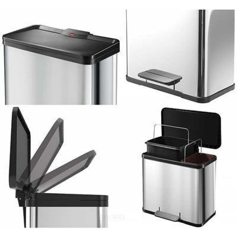 Hailo Trash Can Oko Duo Plus L Stainless Steel 17 + 9