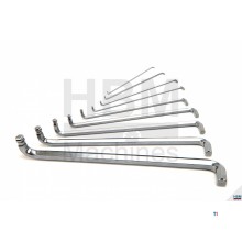 HBM Profi 9-stykke metrisk lang unbracon nøkkel sett med ekstra korte hoder