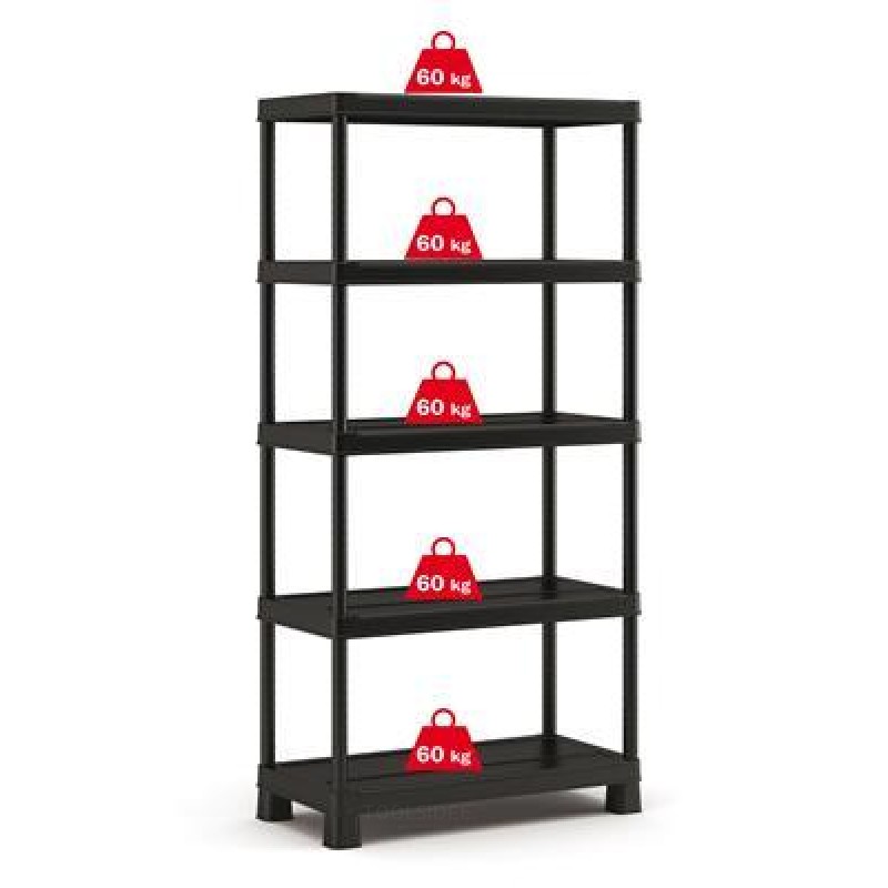 Keter Rack, Tribac, 5 shelves, 90cm, black