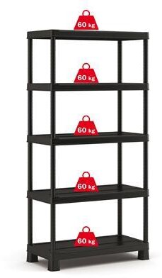 Keter Rack, Tribac, 5 Regale, 90 cm, schwarz