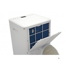 HBM compacte mobiele airco 9.000 BTU/h, 30 m², energielabel A, 4 standen, timer, afstandsbediening, wielen, wit HBM compacte mobiele airco 9.000 BTU/h, 30 m², energielabel A, 4 standen, timer, afstandsbediening, wielen, wit