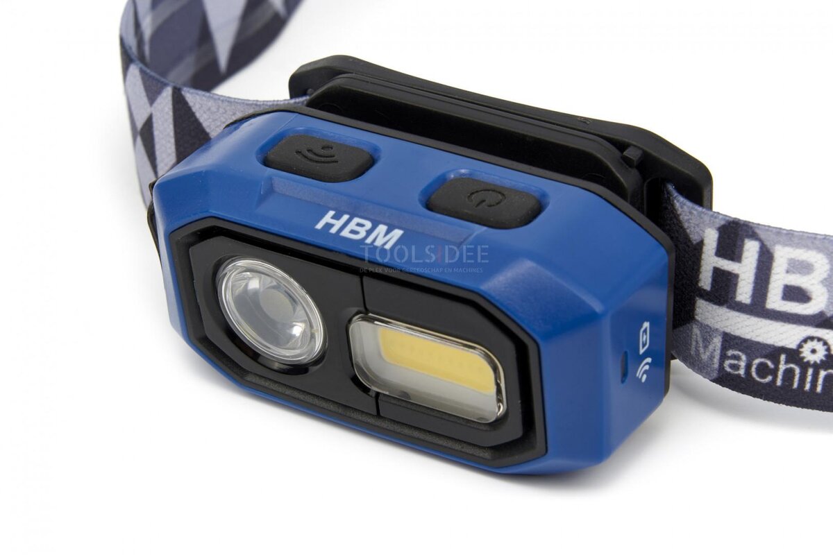 HBM Professionele Oplaadbare Hoofdlamp 480 Lumen, 3 Functies, Van 10 tot 100 % Dimbaar Met Bewegings