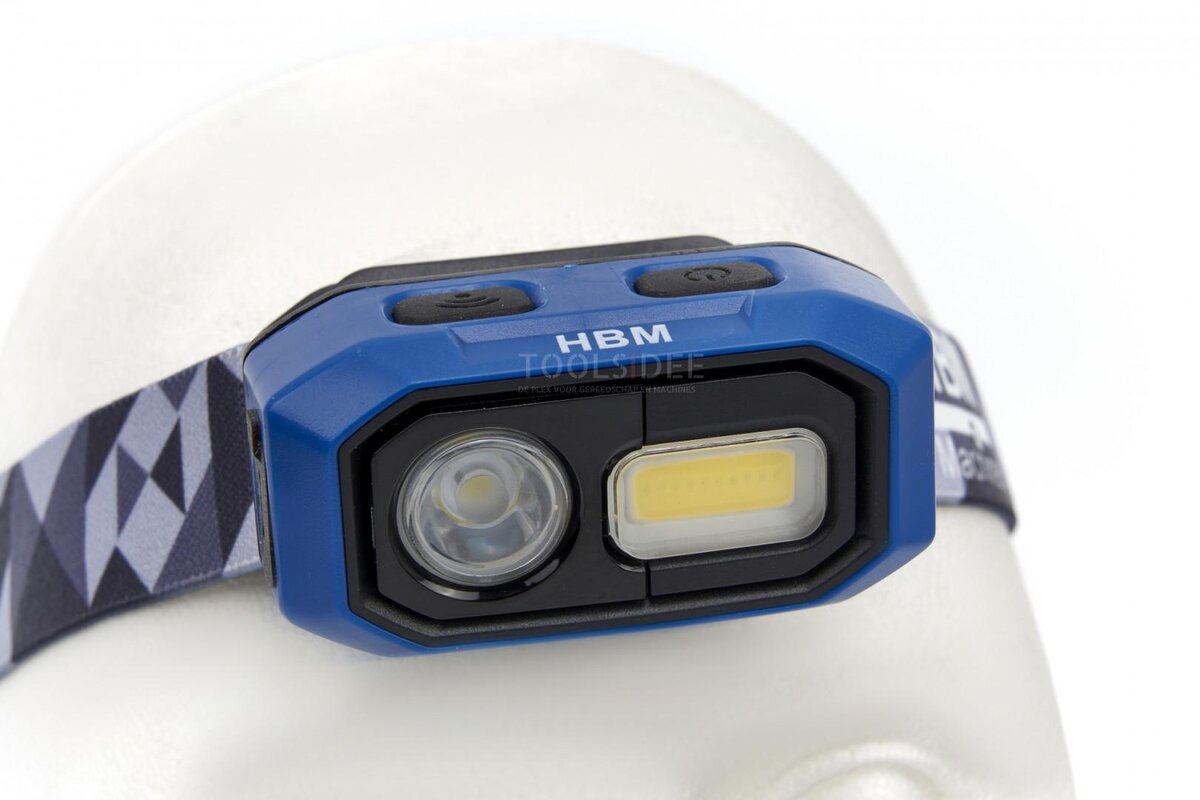 HBM Professionele Oplaadbare Hoofdlamp 480 Lumen, 3 Functies, Van 10 tot 100 % Dimbaar Met Bewegings