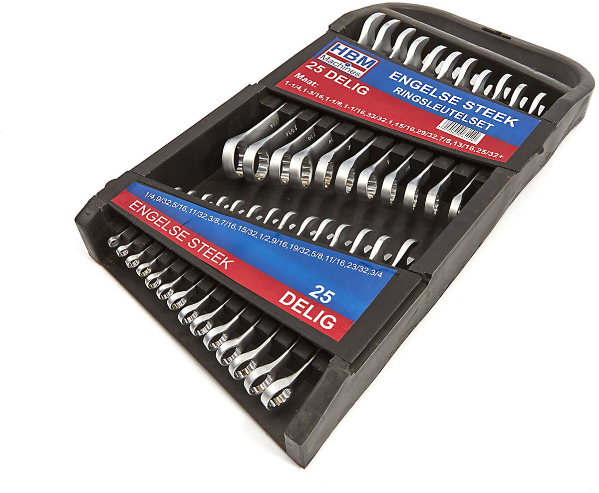 HBM 25 stykke engelsk søm - ring nøkkel sett HBM 25 stykke engelsk søm - ring nøkkel sett