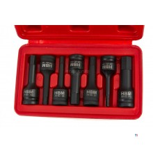 HBM 7-delt langt sekskantsokkelsett med 3/8 feste