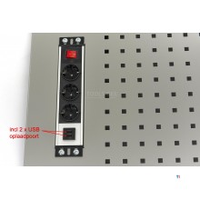 HBM Werkzeugtafel 105 x 61 cm inklusive Steckdose für Werkstattausrüstung