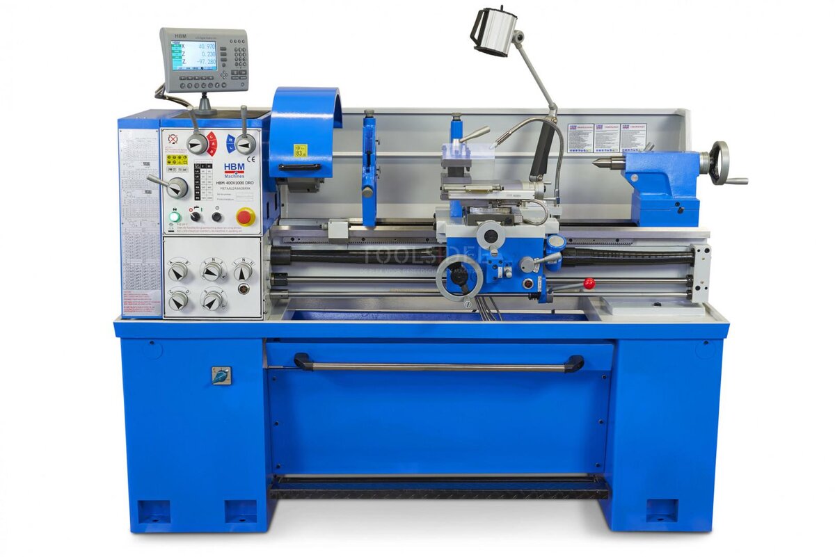 HBM 400 X 1000 Metal Lathe With 3 Axis LCD Digital Readout System HBM 400 X 1000 Metal Lathe With 3 Axis LCD Digital Readout System