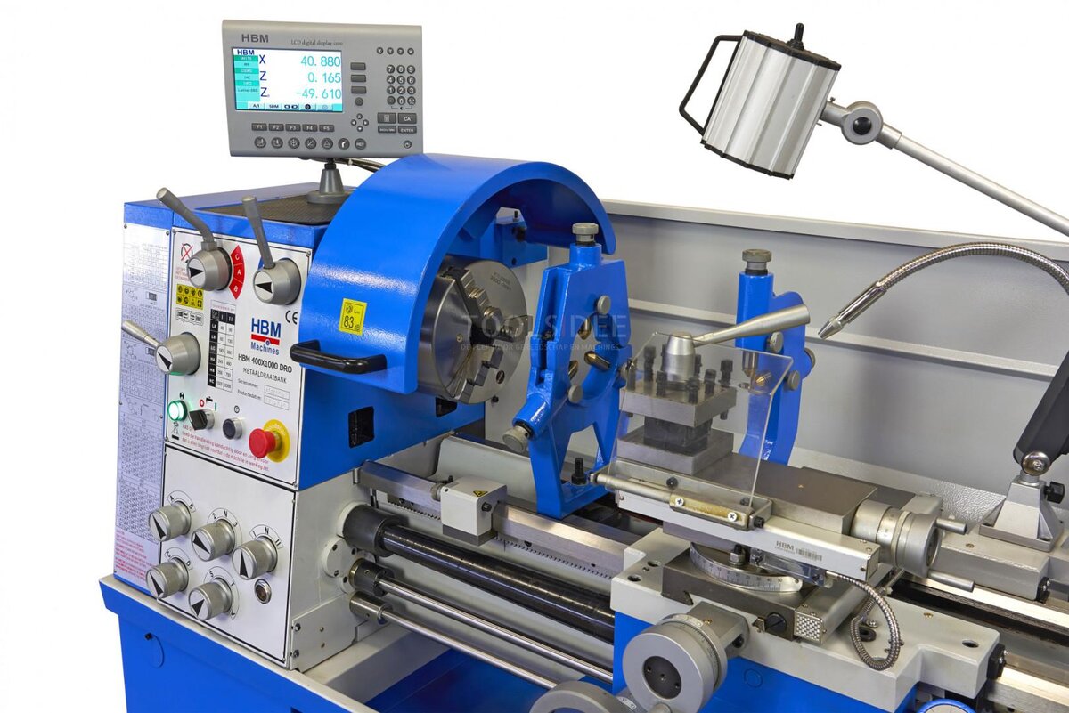 HBM 400 X 1000 Metal Lathe With 3 Axis LCD Digital Readout System HBM 400 X 1000 Metal Lathe With 3 Axis LCD Digital Readout System
