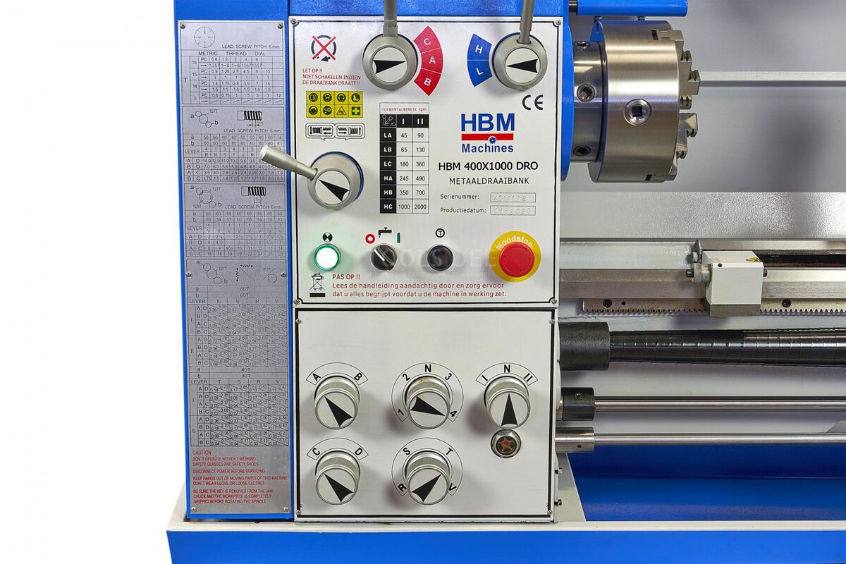 HBM 400 X 1000 Metal Lathe With 3 Axis LCD Digital Readout System HBM 400 X 1000 Metal Lathe With 3 Axis LCD Digital Readout System