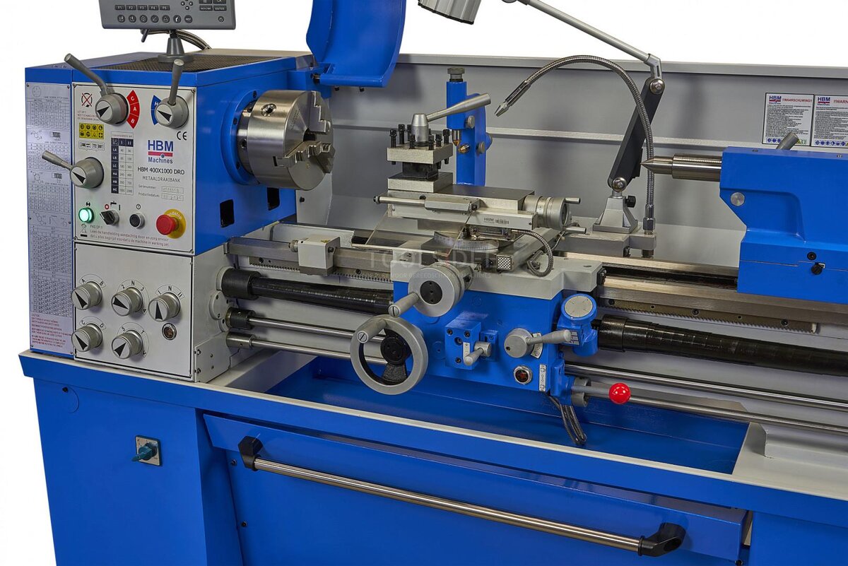 HBM 400 X 1000 Metal Lathe With 3 Axis LCD Digital Readout System HBM 400 X 1000 Metal Lathe With 3 Axis LCD Digital Readout System