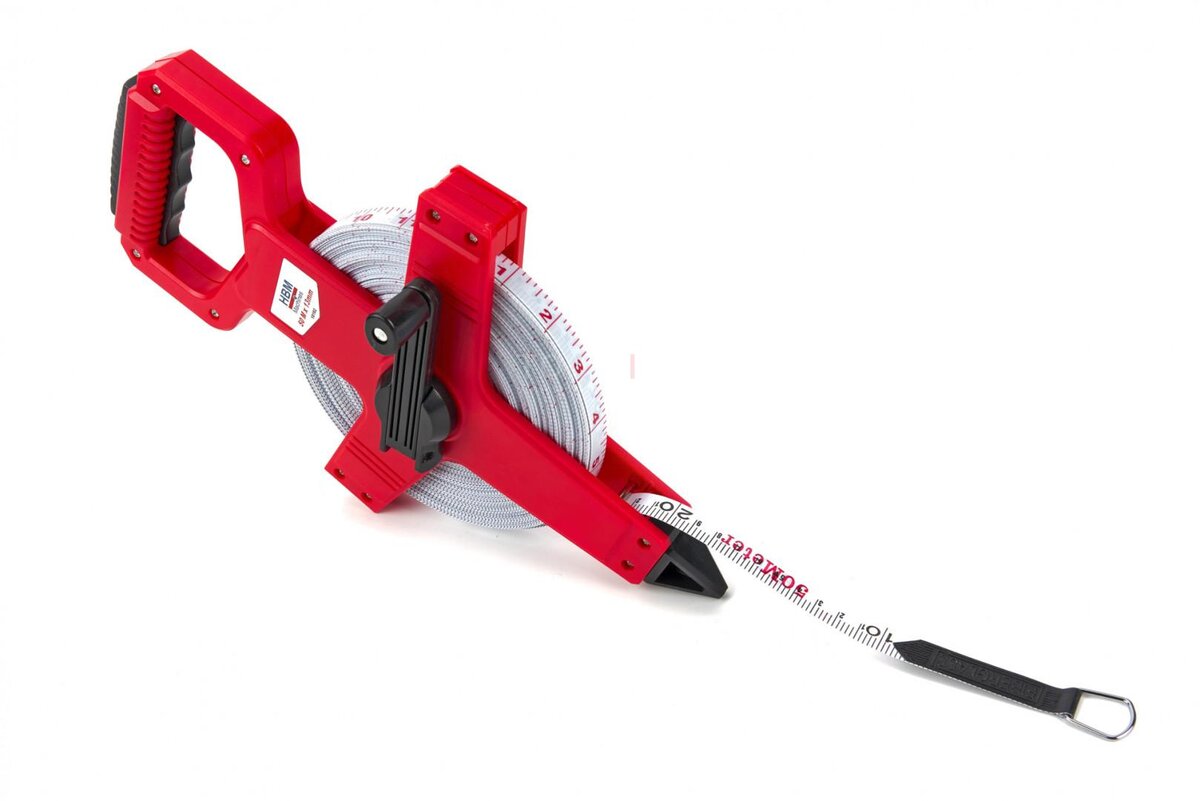 HBM 50 mx 13 mm Glasfiber målebånd, målebånd, landmåler HBM 50 mx 13 mm Glasfiber målebånd, målebånd, landmåler