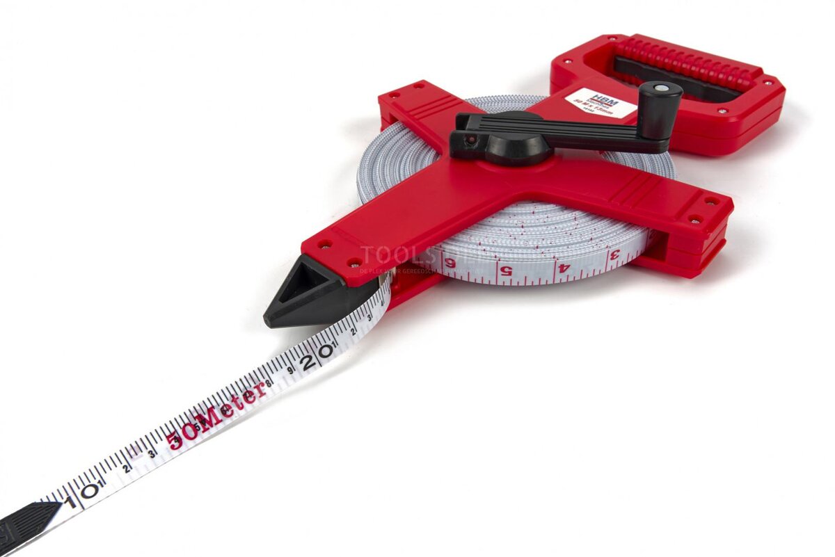 HBM 50 mx 13 mm Glasfiber målebånd, målebånd, landmåler HBM 50 mx 13 mm Glasfiber målebånd, målebånd, landmåler