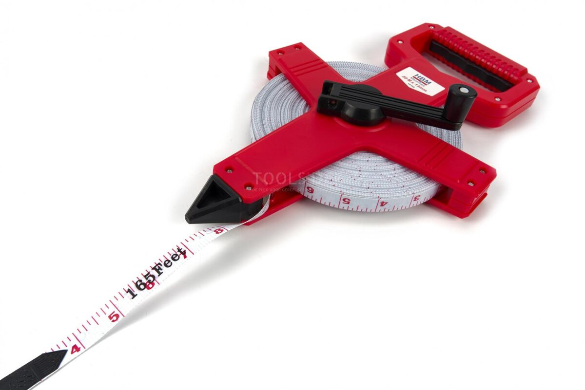 HBM 50 mx 13 mm Glasfiber målebånd, målebånd, landmåler HBM 50 mx 13 mm Glasfiber målebånd, målebånd, landmåler