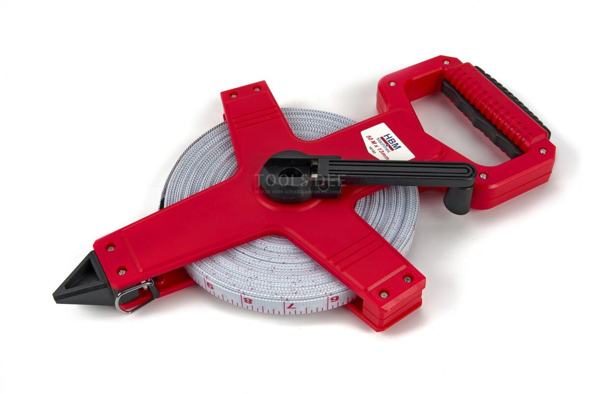 HBM 50 mx 13 mm Glasfiber målebånd, målebånd, landmåler HBM 50 mx 13 mm Glasfiber målebånd, målebånd, landmåler