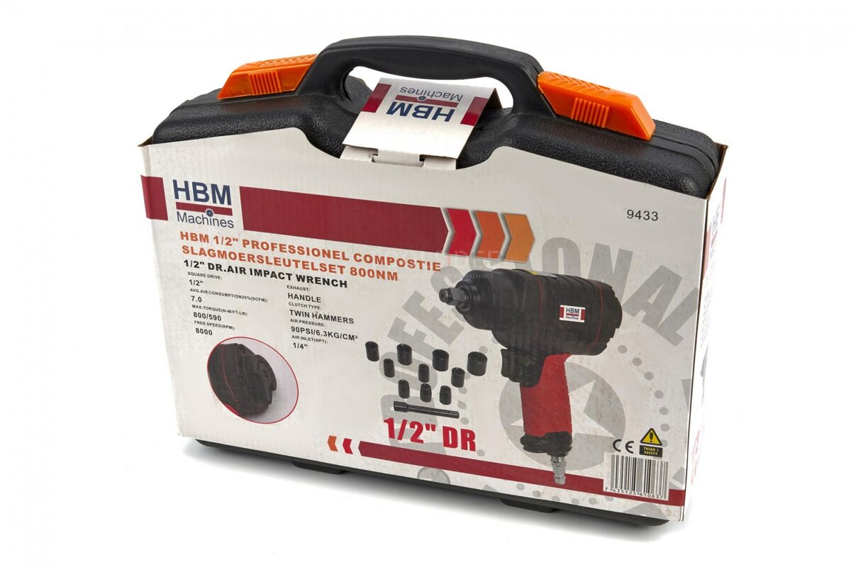 HBM 1/2 Professional Composite Impact Wrench Set 800NM
