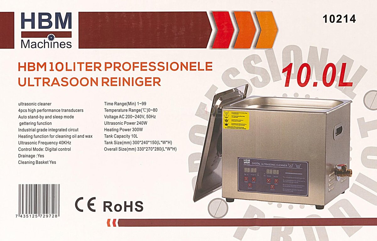 HBM 10 Liter Professional Ultrasonic Cleaner HBM 10 Liter Professional Ultrasonic Cleaner