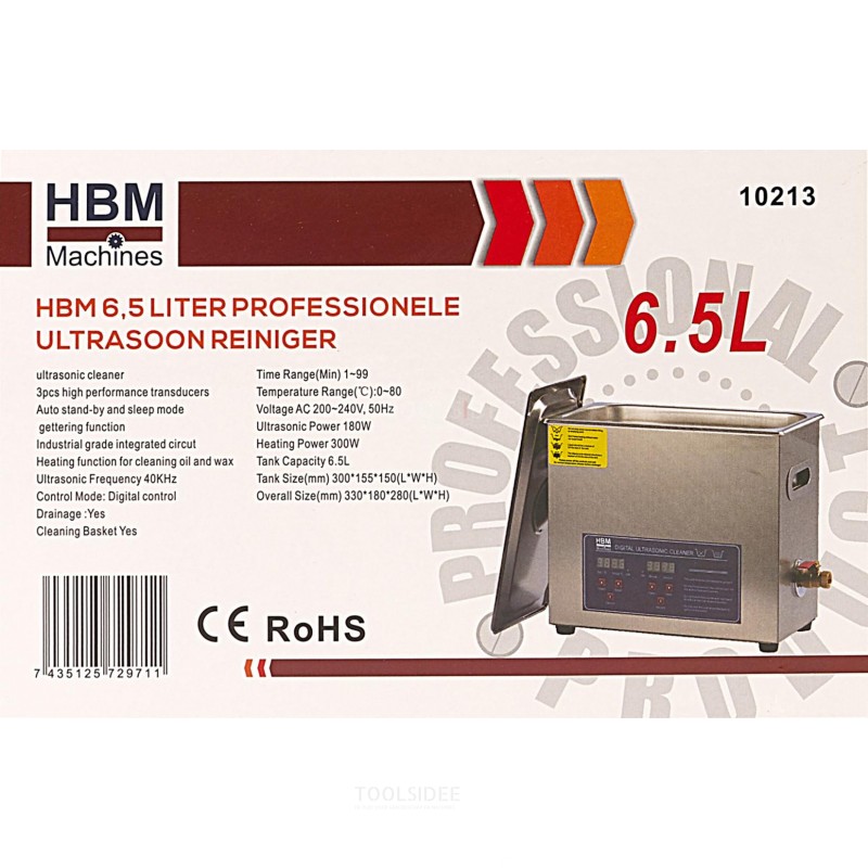 HBM Nettoyeur à ultrasons professionnel 6,5 litres