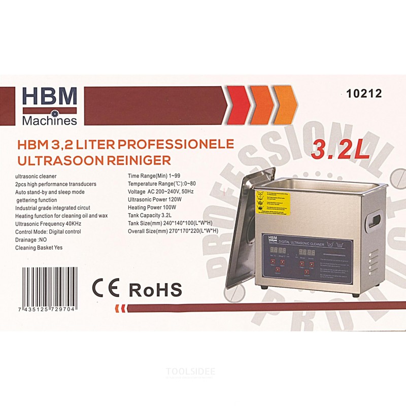 HBM 3.2 Liter Professional Ultrasonic Cleaner