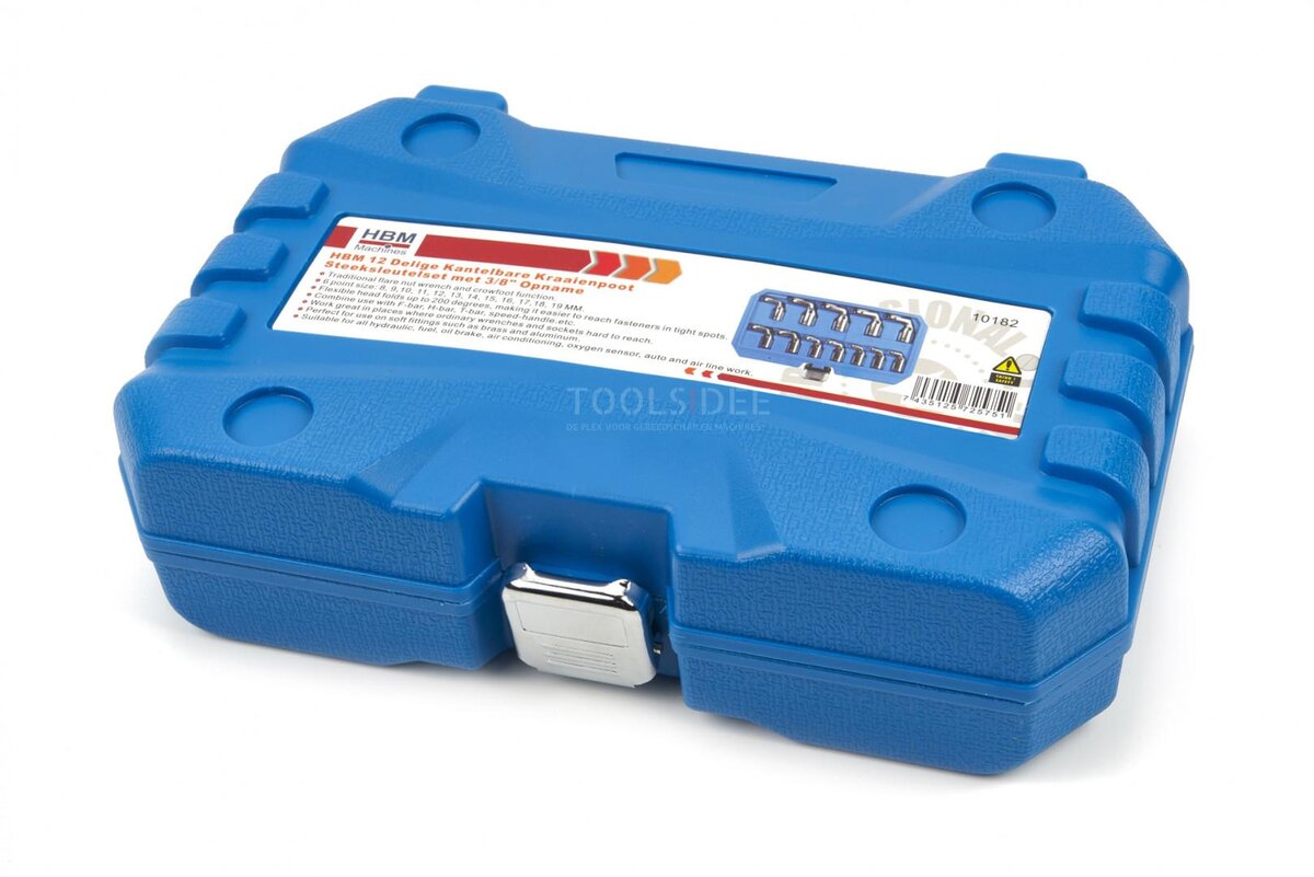 HBM 12-delers vippbar skråfotsnøkkel med 3/8 feste HBM 12-delers vippbar skråfotsnøkkel med 3/8 feste
