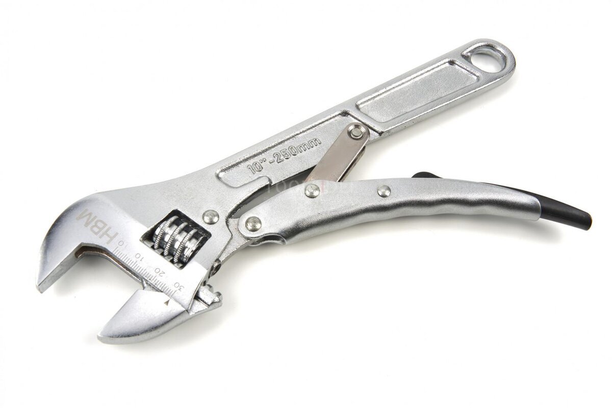 HBM 250 mm Professioneller, verstellbarer Schraubenschlüssel mit Feststellfunktion