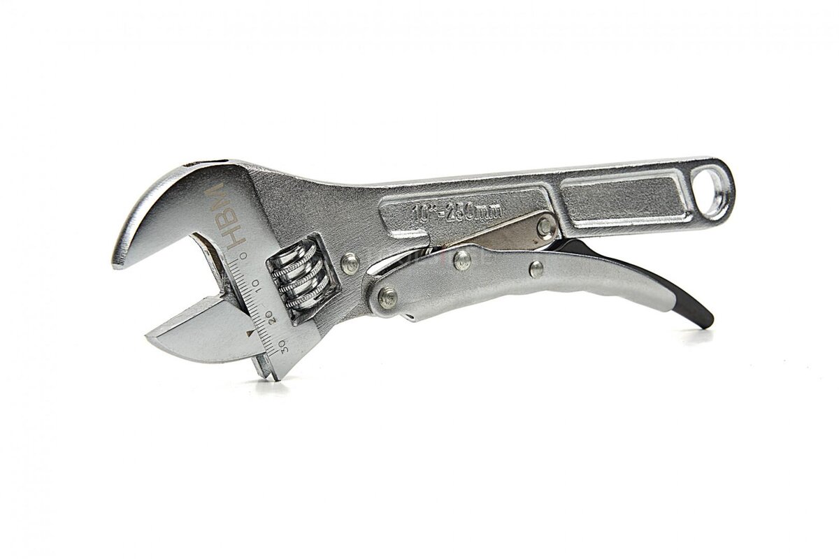 HBM 250 mm Professioneller, verstellbarer Schraubenschlüssel mit Feststellfunktion