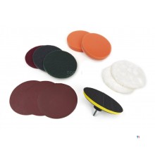 HBM poleringssett og pussesett med 12 deler med M14 og 6 mm opptak