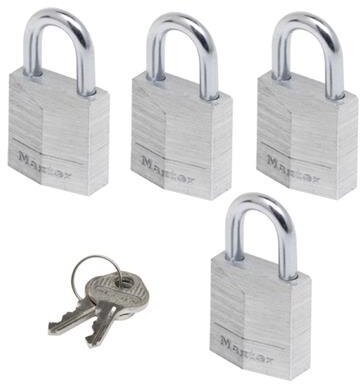 MasterLock 4 Vorhängeschlösser, 20mm, O3mm, Aluminium MasterLock 4 Vorhängeschlösser, 20mm, O3mm, Aluminium
