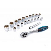 HBM 1/2 professional ratchet including 20 caps and extension