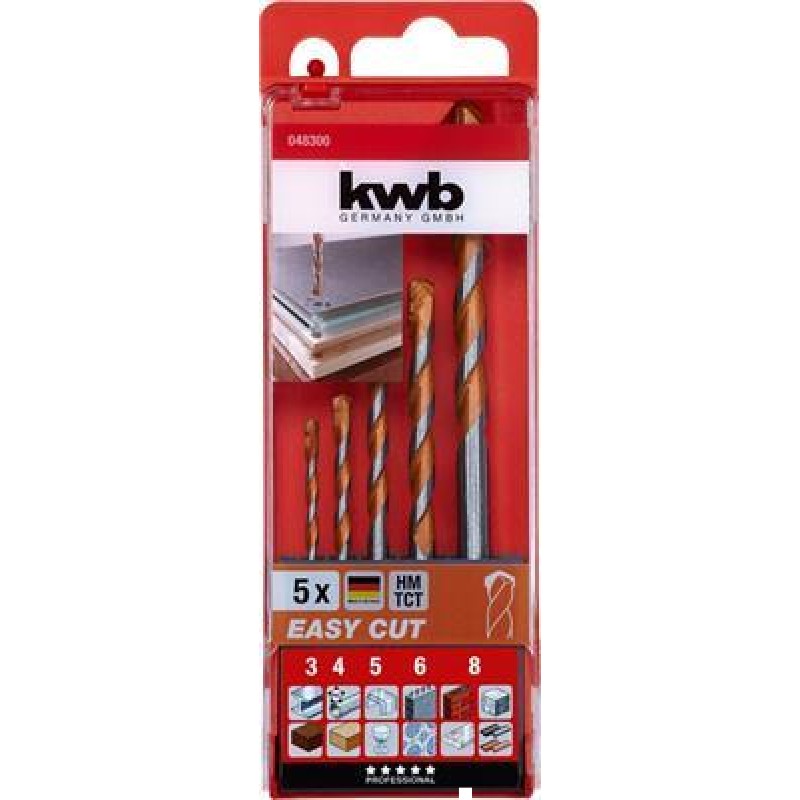 KWB Easy Cut Drills 3-8 5-piece,