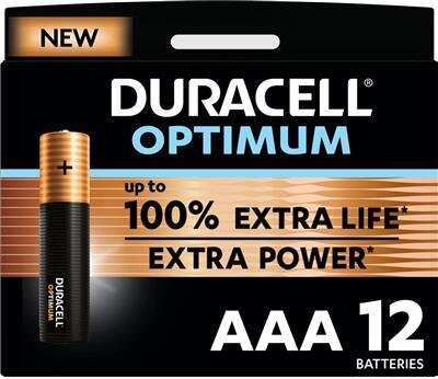 Duracell Alkaline Optimum AAA 12pcs. Duracell Alkaline Optimum AAA 12pcs.