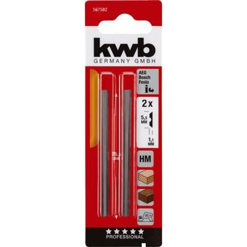 KWB 2Planer knife Hm 75.5X 5.5X1.1 Zb