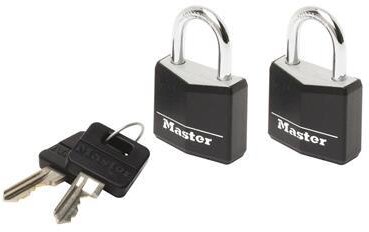 MasterLock 2 hänglås, 20mm, O3mm, alu, svart