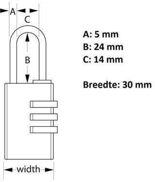 MasterLock Hængelås, 30mm, alu, 3 cifre, farve