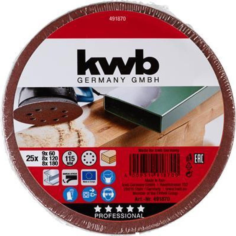 KWB Klit Schuursch, 115mm Sort, Zb